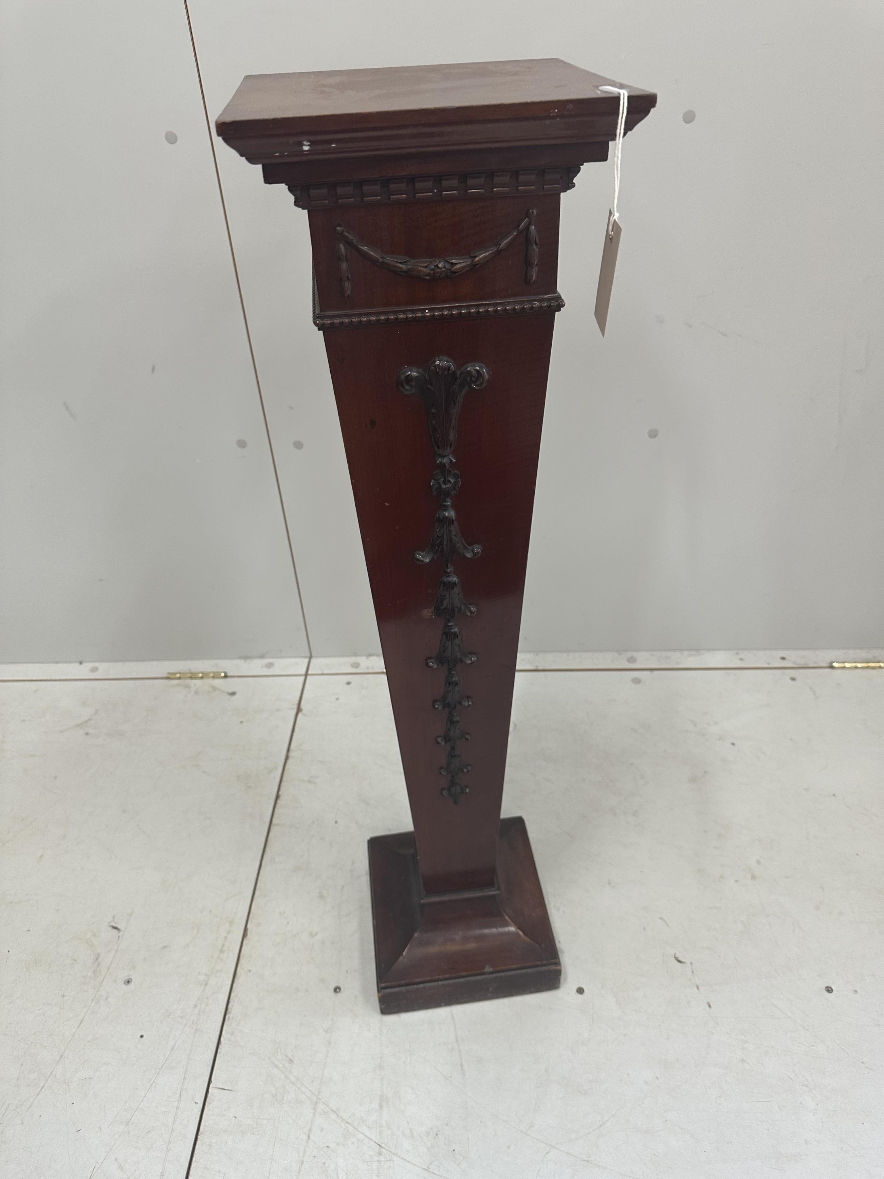 An Edwardian mahogany pedestal, height 99cm. Condition - fair